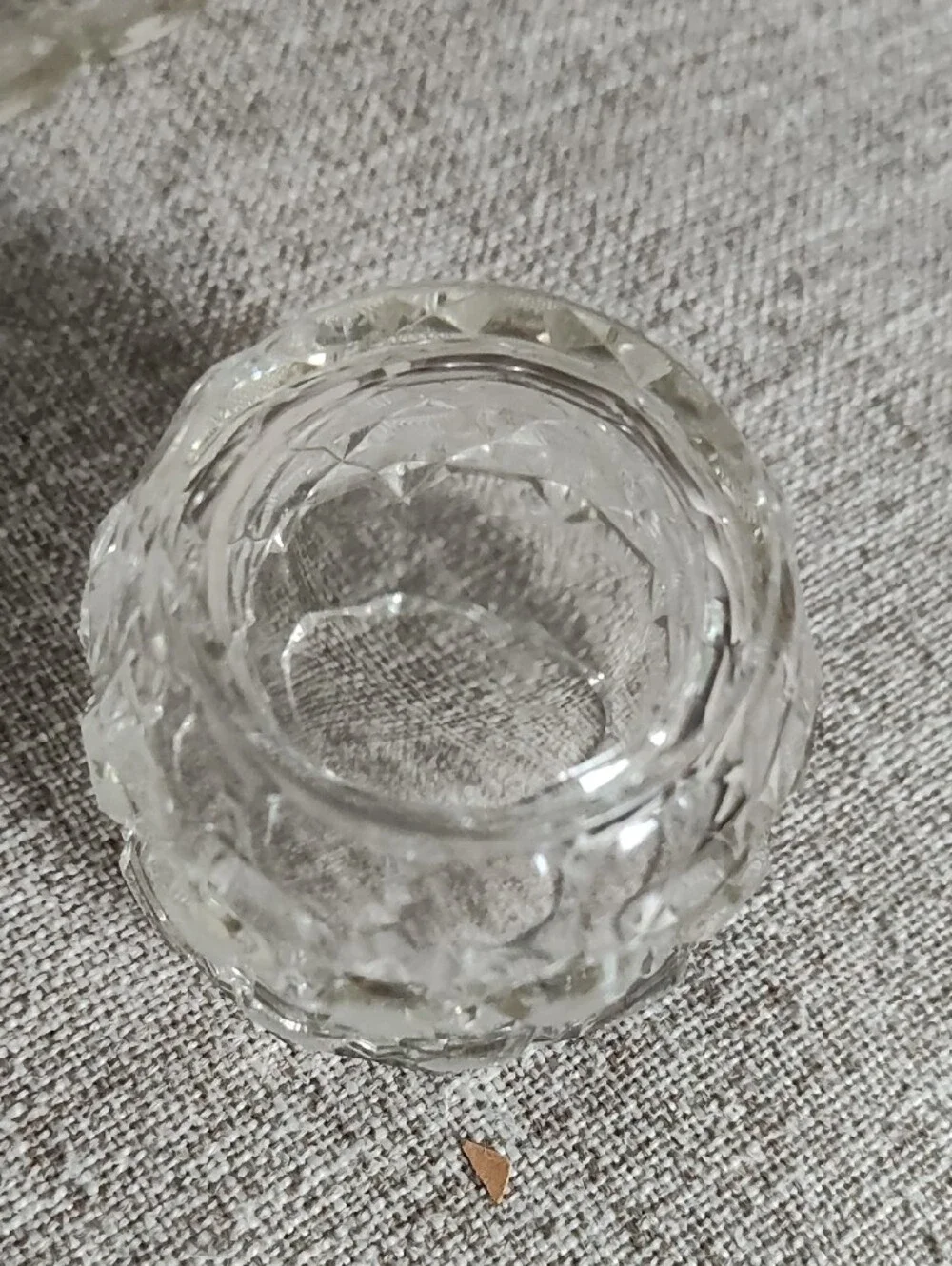 Vintage Austrian Clear Crystal Sugar Bowl with Lid and Matching Saucer Tea Caddy
